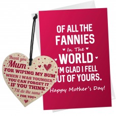Funny Mothers Day Card For Mum Wooden Heart Mother's Day Gift