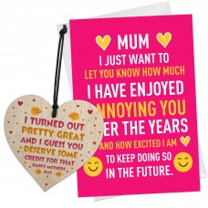 Mothers Day Funny Card And Wooden Heart Gift For Mum 