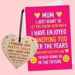 Mothers Day Funny Card And Wooden Heart Gift For Mum 