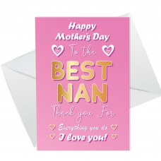 Mothers Day Card For Nan Novelty Nan Card From Grandson