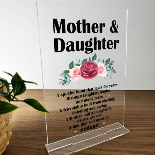 Mother and Daughter Acrylic Plaque Mum Gift From Daughter 