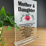 Mother and Daughter Acrylic Plaque Mum Gift From Daughter 