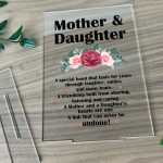 Mother and Daughter Acrylic Plaque Mum Gift From Daughter 