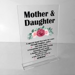 Mother and Daughter Acrylic Plaque Mum Gift From Daughter 