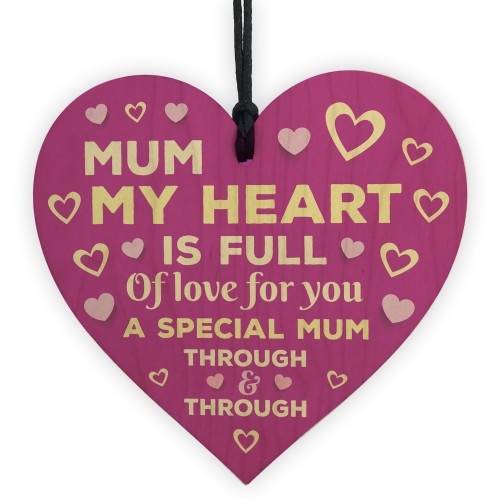 Mum Gift For Mothers Day Birthday Wood Heart THANK YOU Gift