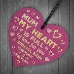 Mum Gift For Mothers Day Birthday Wood Heart THANK YOU Gift