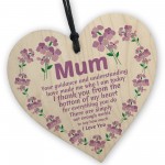 I Love You Mum Gift For Mothers Day Birthday Wood Heart Mum Gift