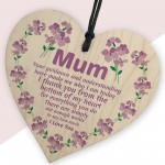 I Love You Mum Gift For Mothers Day Birthday Wood Heart Mum Gift
