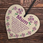 I Love You Mum Gift For Mothers Day Birthday Wood Heart Mum Gift