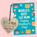 Mothers Day Card For Best Cat Mum Wooden Heart Gift For Mum