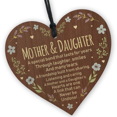 Mother And Daughter Wooden Heart Mothers Birthday Gift For Mum