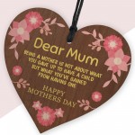 Mothers Day Gift Hanging Sign For Mum Wooden Heart Cute Quote