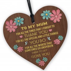 Mothers Day Gift Hanging Wood Sign For Mum Mummy Heart Sign