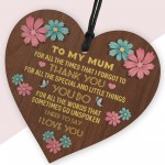 Mothers Day Gift Hanging Wood Sign For Mum Mummy Heart Sign