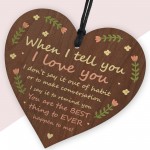 I Love You Gift For Husband Wife Boyfriend Girlfriend Wood Heart