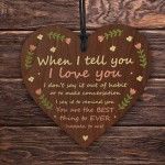 I Love You Gift For Husband Wife Boyfriend Girlfriend Wood Heart