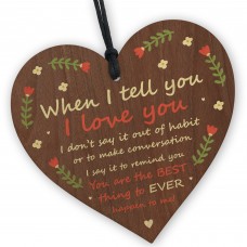 I Love You Plaque Anniversary Wood Heart Boyfriend Girlfriend