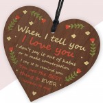 I Love You Plaque Anniversary Wood Heart Boyfriend Girlfriend