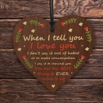 I Love You Plaque Anniversary Wood Heart Boyfriend Girlfriend