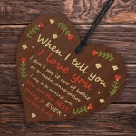 I Love You Plaque Anniversary Wood Heart Boyfriend Girlfriend