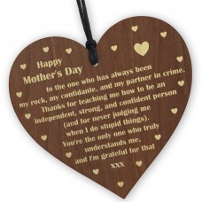 Wooden Hanging Heart Gift For Mum On Mothers Day Appreciation