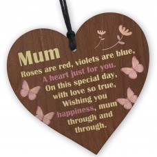 Hanging Wooden Heart Gift For Mum For Mothers Day Birthday
