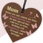 Hanging Wooden Heart Gift For Mum For Mothers Day Birthday
