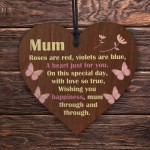 Hanging Wooden Heart Gift For Mum For Mothers Day Birthday