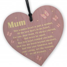 Beautiful Wooden Heart Mum Poem Mothers Day Gift For Mum