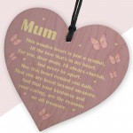 Beautiful Wooden Heart Mum Poem Mothers Day Gift For Mum