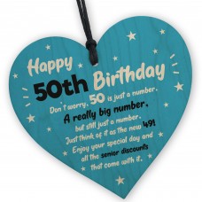 Novelty 50th Birthday Gifts For Him Her Wooden Heart Funny 50th