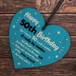Novelty 50th Birthday Gifts For Him Her Wooden Heart Funny 50th