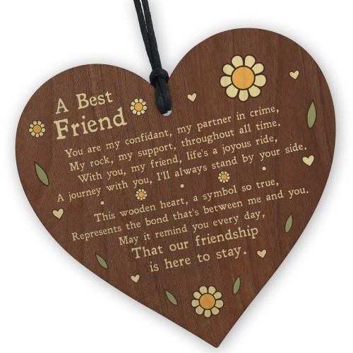 Wooden Hanging Heart Best Friend Gifts For Birthday Friendship