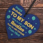 Funny 18th 21st 30th Birthday Gift For Son From Mum Wood Heart