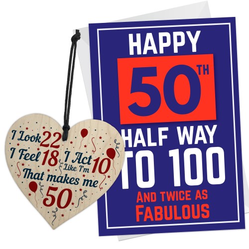 50th Birthday Gifts for Women Men Unique Heart And Card For Mum