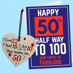 50th Birthday Gifts for Women Men Unique Heart And Card For Mum