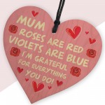 Grateful for You Mum Gift Heart Gift For Mothers Day Birthday