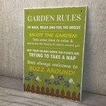 A4 Funny Garden Rules Wall Plaque Novelty Outdoor Decor Garden