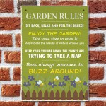 A4 Funny Garden Rules Wall Plaque Novelty Outdoor Decor Garden