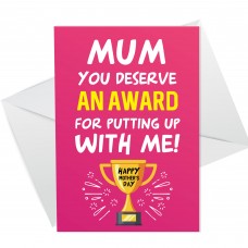 Mother's Day Card Award Funny Greeting Card for Mum