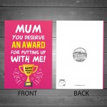 Mother's Day Card Award Funny Greeting Card for Mum