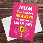 Mother's Day Card Award Funny Greeting Card for Mum