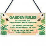 Garden Rules Funny Hanging Sign For Gardening Enthusiasts 