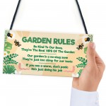 Garden Rules Funny Hanging Sign For Gardening Enthusiasts 
