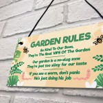 Garden Rules Funny Hanging Sign For Gardening Enthusiasts 