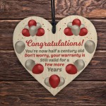 Funny 50th Birthday Gift For Mum Sister Auntie Friend Wood Heart