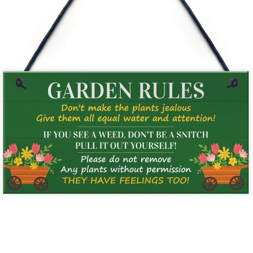 Garden Rules Funny Sign Outdoor Decor For Garden Shed Summer