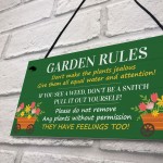Garden Rules Funny Sign Outdoor Decor For Garden Shed Summer