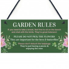 Garden Rules Sign for Outdoor Decor Novelty Garden Shed Plaque