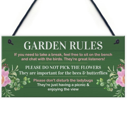 Garden Rules Sign for Outdoor Decor Novelty Garden Shed Plaque
